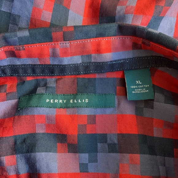Blue & Red Perry Ellis Dress Shirt XL - Picture 7 of 8